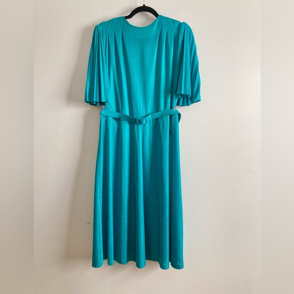 Vintage 70s/80s Teal Angel Wing Disco Dress - Picture 3 of 8